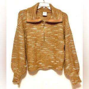 Varley Ridley Dalmation Half-Zip Knit Pullover Sweater Yellow Mustard Color M